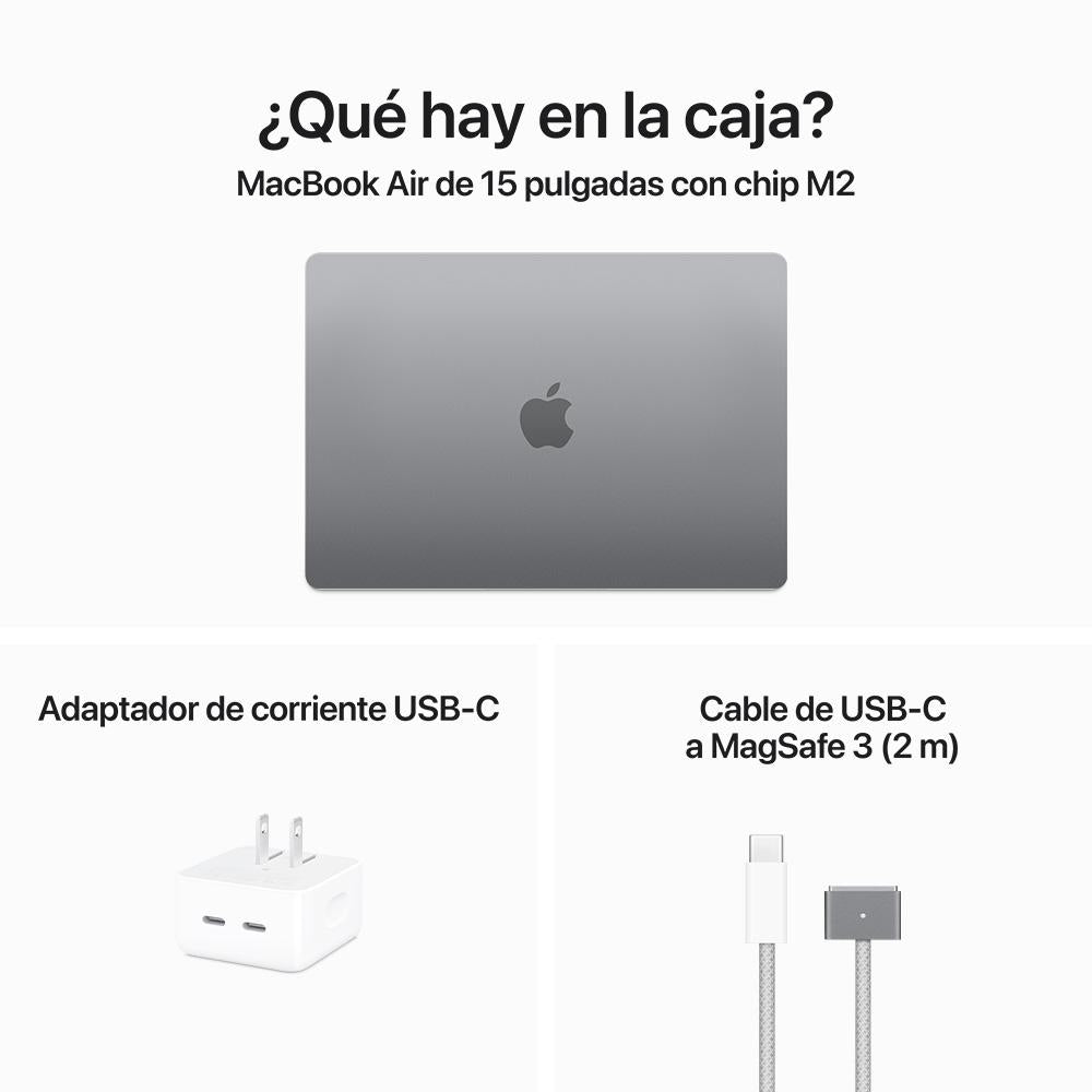 MacBook Air de 15 pulgadas: Chip M2 de Apple con CPU de ocho núcleos y GPU de diez núcleos, 512 GB SSD - Gris espacial