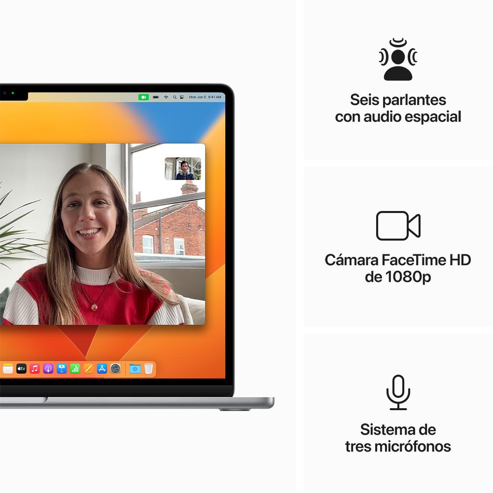 MacBook Air de 15 pulgadas: Chip M2 de Apple con CPU de ocho núcleos y GPU de diez núcleos, 256 GB SSD - Gris espacial