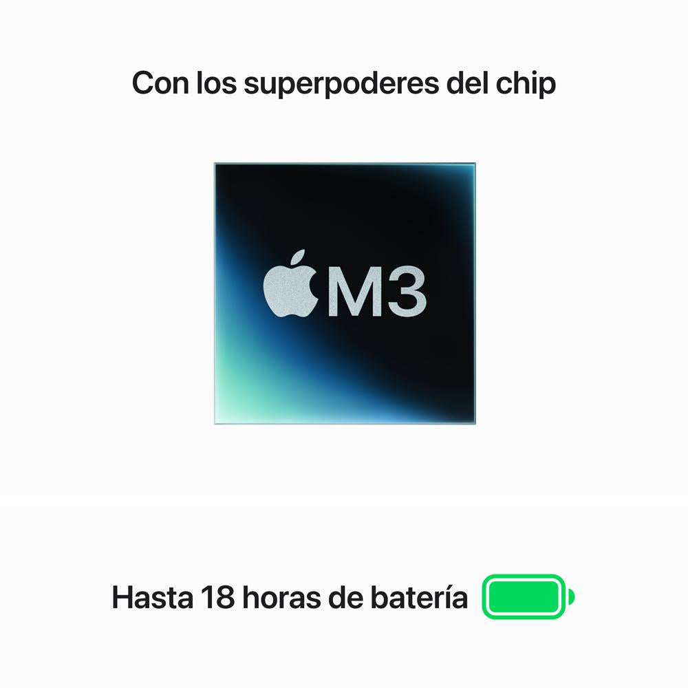 MacBook Air de 15 pulgadas: Chip M3 de Apple con CPU de 8 núcleos y GPU de 10 núcleos, 512 GB SSD - Gris espacial