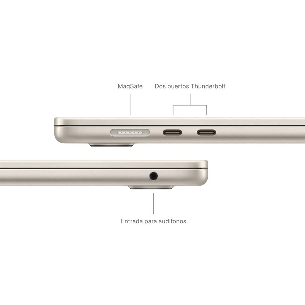 MacBook Air de 15 pulgadas: Chip M3 de Apple con CPU de 8 núcleos y GPU de 10 núcleos, 512 GB SSD - Blanco estrella