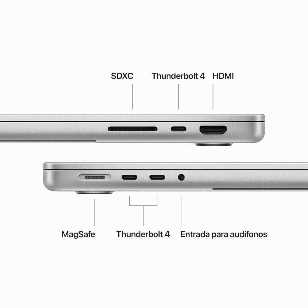 MacBook Pro de 14 pulgadas: Chip M3 Pro de Apple con CPU de 12 núcleos y GPU de 18 núcleos, 1 TB SSD - Plata