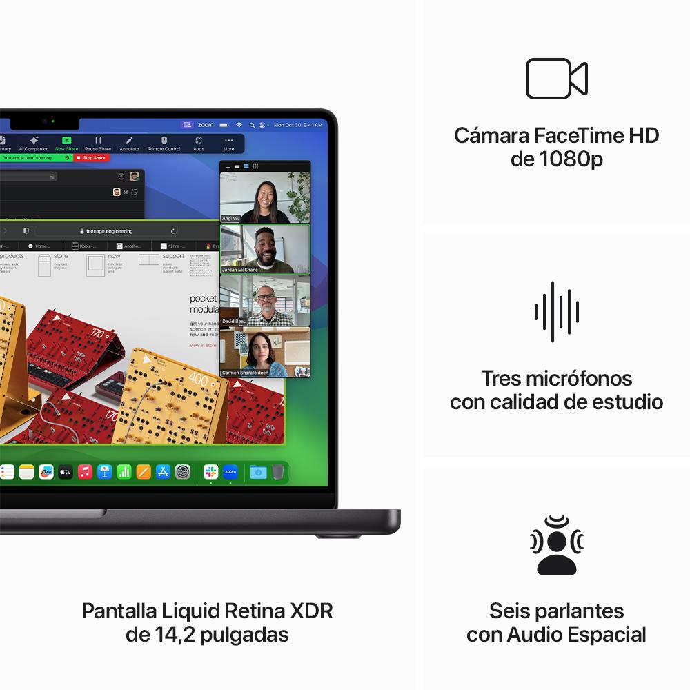 MacBook Pro de 14 pulgadas Chip M3 Max de Apple con CPU de 14 núcleos y GPU de 30 núcleos