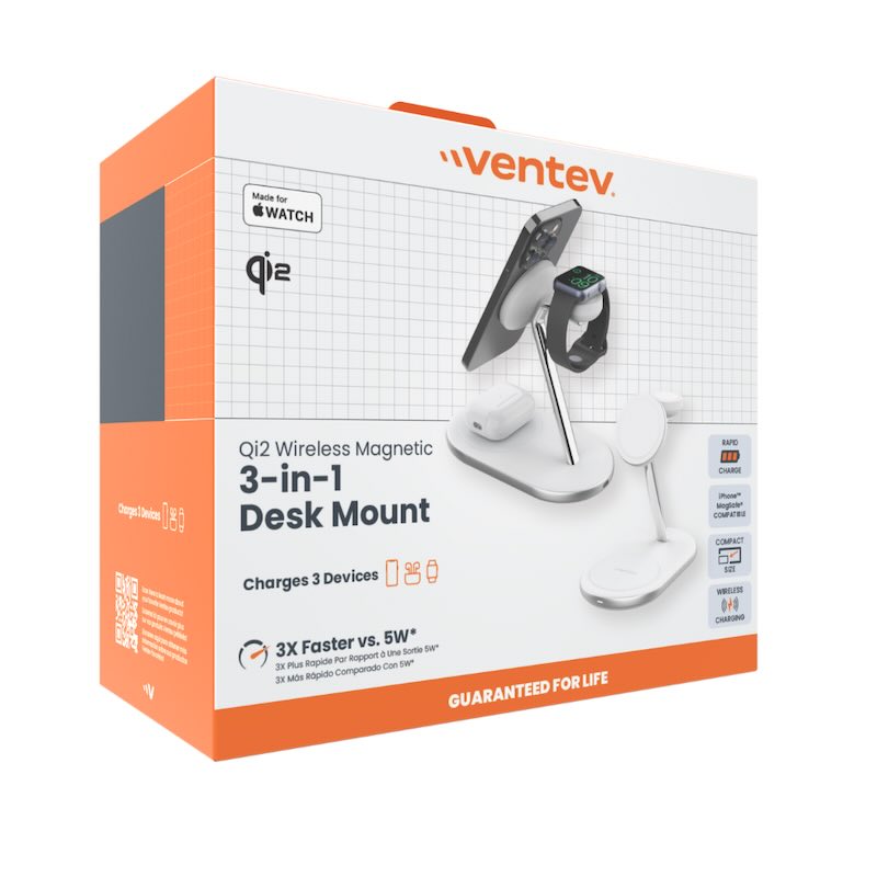 BASE DE CARGA VENTEV 3 EN 1 Qi2 15W MAGSAFE WHITE