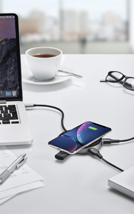 Base de carga QDOS Multipuerto USB-C Plata