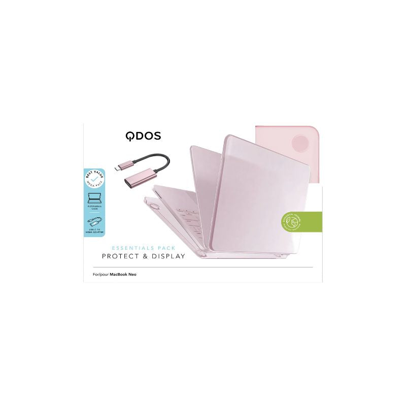 CARCASA QDOS PACK + ADAPTADOR USBC A HDMI PARA MACBOOKNEO BLUSH