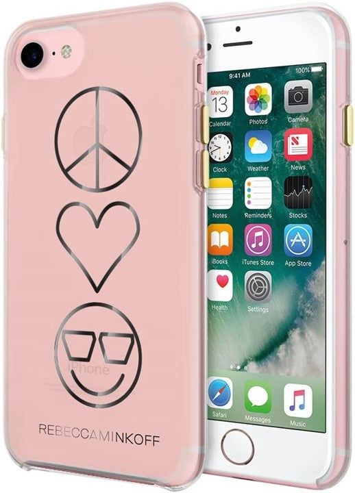 Case DOUBLE MINKOFF Para iPhone 7 (paz, amor, felicidad) - Rosa