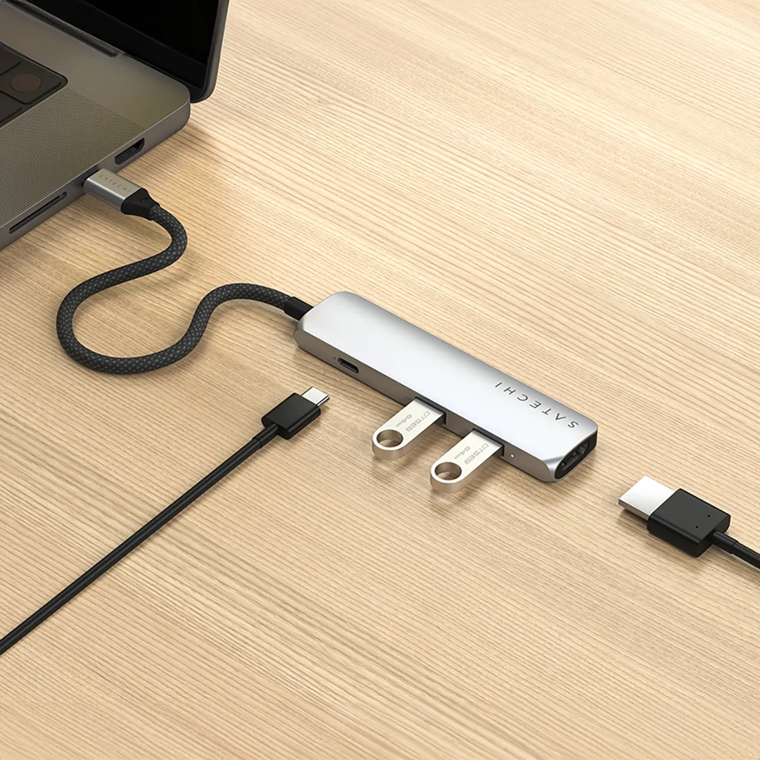 MULTIPUERTO SATECHI USB-C 4 EN 1 4K SILVER