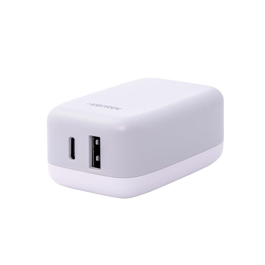 ADAPTADOR VENTEV DE PARED 27W 2 PUERTOS USB-A / USB-C WHITE