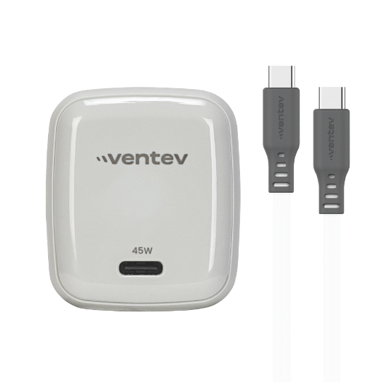 ADAPTADOR VENTEV DE PARED 45W + CABLE DE CARGA 240W USB-C