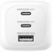 ADAPTADOR BELKIN DE PARED 100W 3 PUERTOS USB-C USB-A WHITE