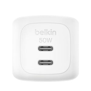 ADAPTADOR BELKIN DE PARED 50W USB-C X2 PUERTOS WHITE