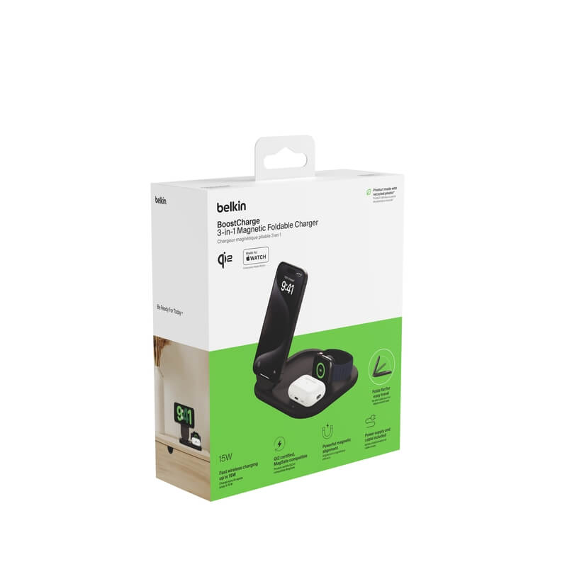 BASE DE CARGA BELKIN 3 EN 1 QI2 MGS BLK