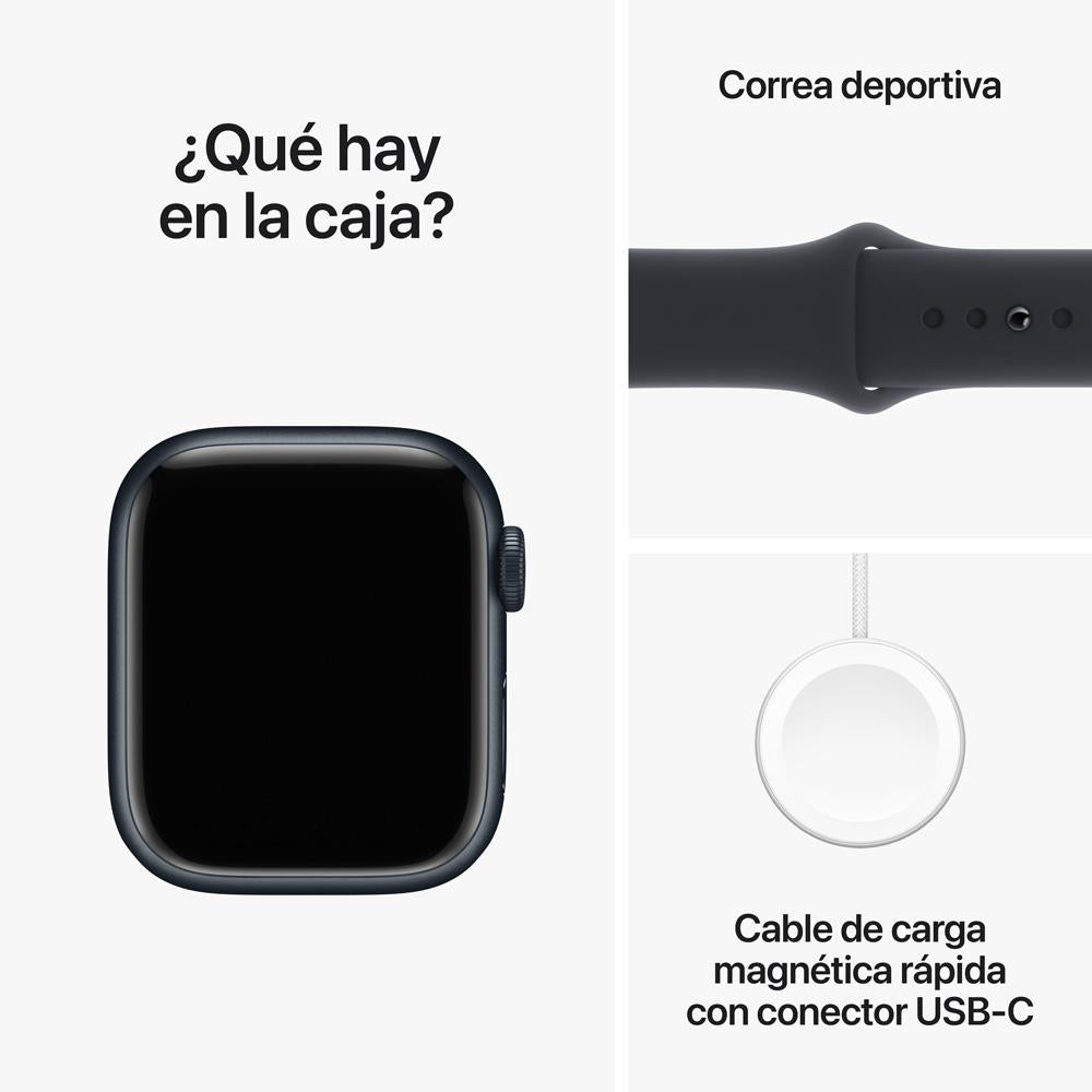 Apple Watch Series 9 GPS + Cellular • Caja de aluminio color medianoche de 41 mm • Correa deportiva color medianoche - S/M