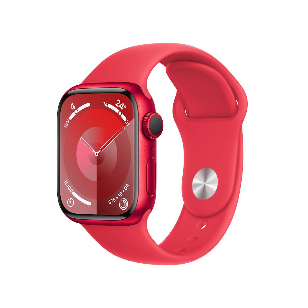 Apple Watch Series 9 GPS + Cellular • Caja de aluminio (PRODUCT)RED de 41 mm • Correa deportiva (PRODUCT)RED - M/L