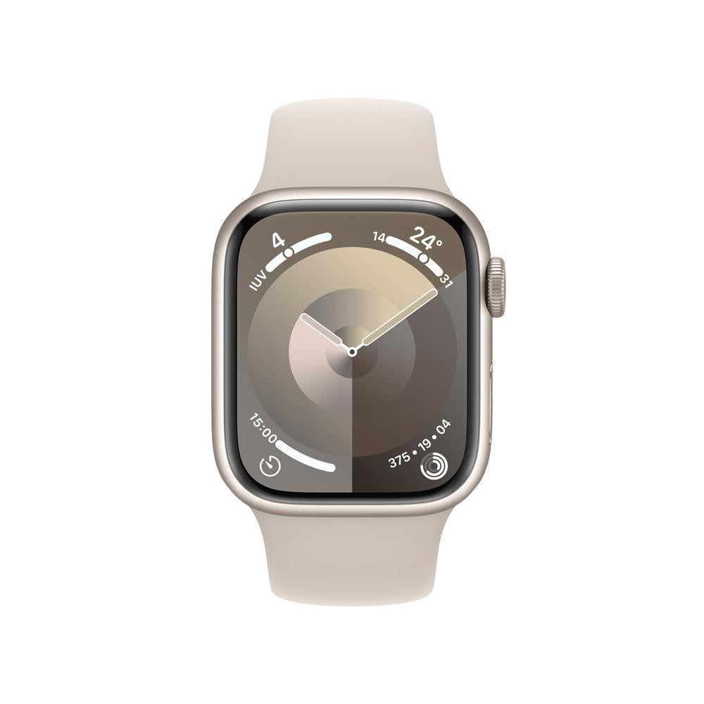 Apple Watch Series 9 GPS + Cellular • Caja de aluminio blanco estelar de 41 mm • Correa deportiva blanco estelar - S/M