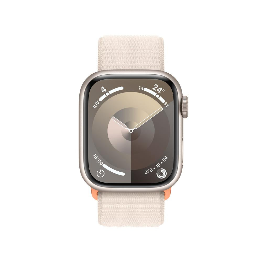 Apple Watch Series 9 GPS + Cellular • Caja de aluminio blanco estelar de 41 mm • Correa loop deportiva blanco estelar