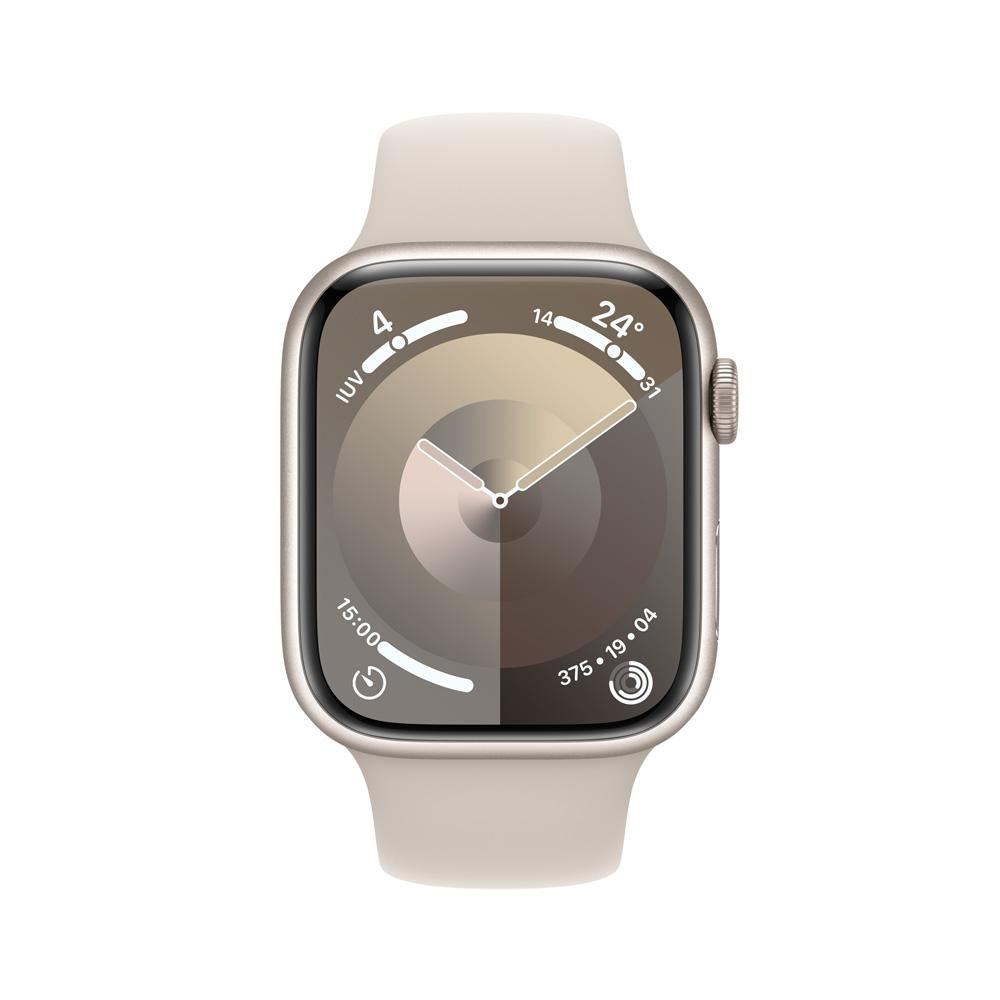 Apple Watch Series 9 GPS + Cellular • Caja de aluminio blanco estelar de 45 mm • Correa deportiva blanco estelar - M/L