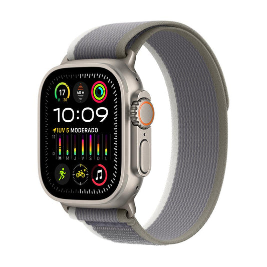 Apple Watch Ultra 2 GPS + Cellular • Caja de titanio de 49 mm • Correa Trail verde/gris - S/M