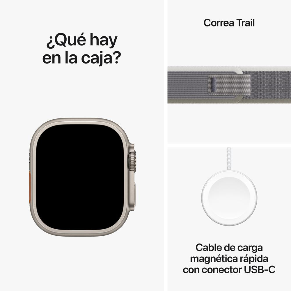 Apple Watch Ultra 2 GPS + Cellular • Caja de titanio de 49 mm • Correa Trail verde/gris - M/L