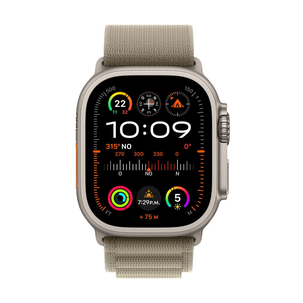 Apple Watch Ultra 2 GPS + Cellular • Caja de titanio de 49 mm • Correa Alpine verde oliva - L