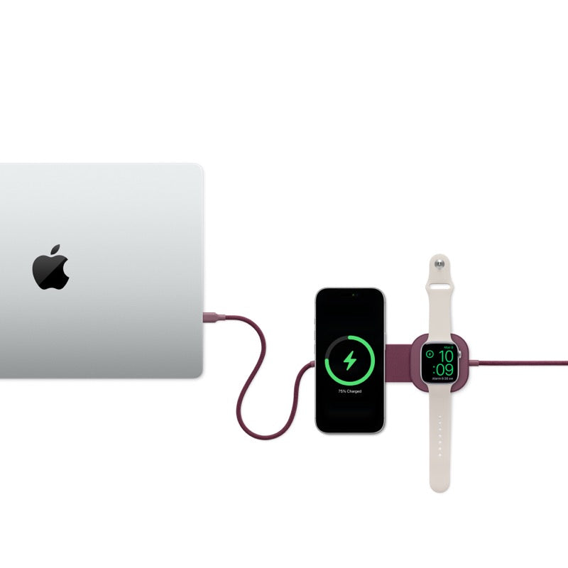 CABLE DE CARGA ZENS USBC TO USBC 3 EN 1 CARGA MAGSAFE CHERRY