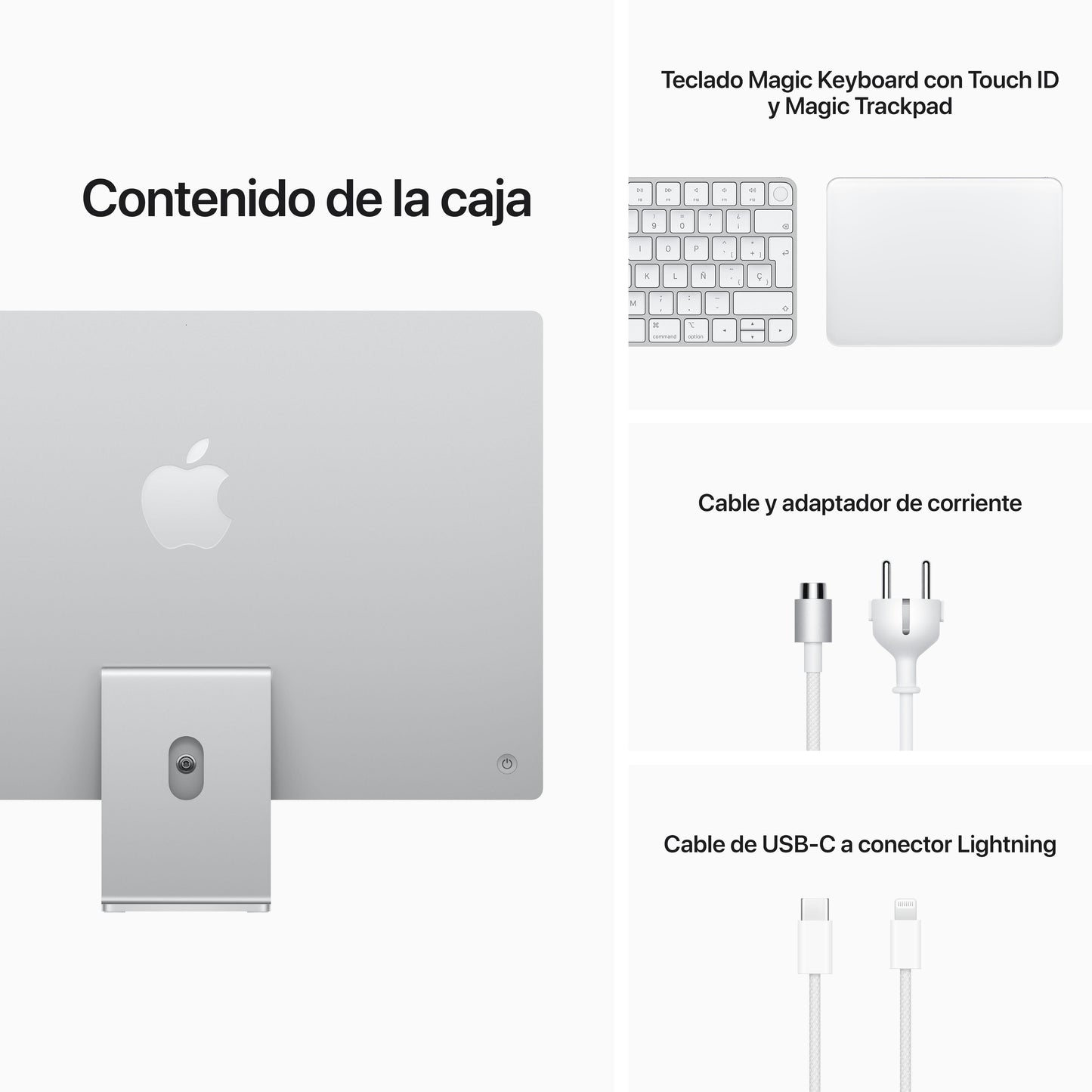 iMac con pantalla Retina 4,5K de 24 pulgadas: Chip M1 de Apple con CPU de ocho núcleos y GPU de ocho núcleos, 256 GB SSD - Plata