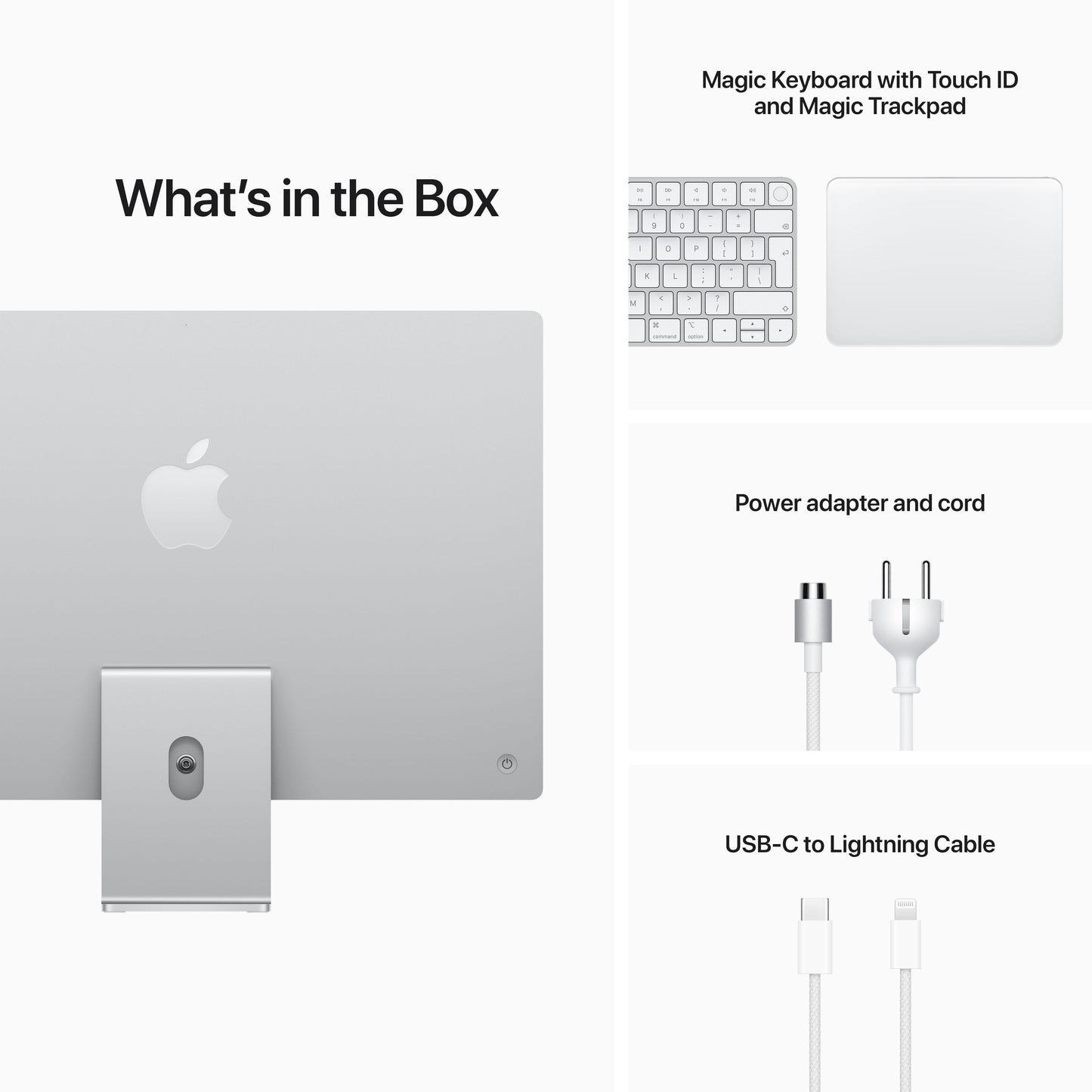 iMac con pantalla Retina 4,5K de 24 pulgadas: Chip M1 de Apple con CPU de ocho núcleos y GPU de ocho núcleos, 512 GB SSD - Plata