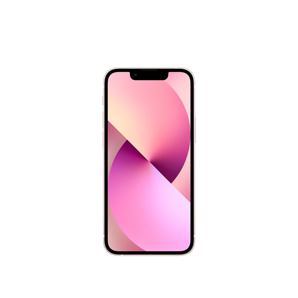 iPhone 13 de Apple en rosa con diseño moderno y cámara dual.