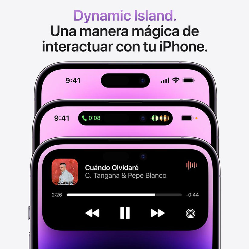 iPhone 14 Pro Max Deep Purple con cámara cuádruple y carga MagSafe