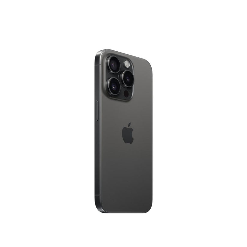 Laterales y parte trasera de iPhone 15 Pro Titanio Negro 1TB en Mac Center
