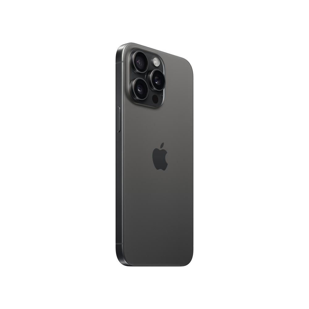 Laterales y parte trasera de iPhone 15 Pro Max Titanio Negro 256GB en Mac Center