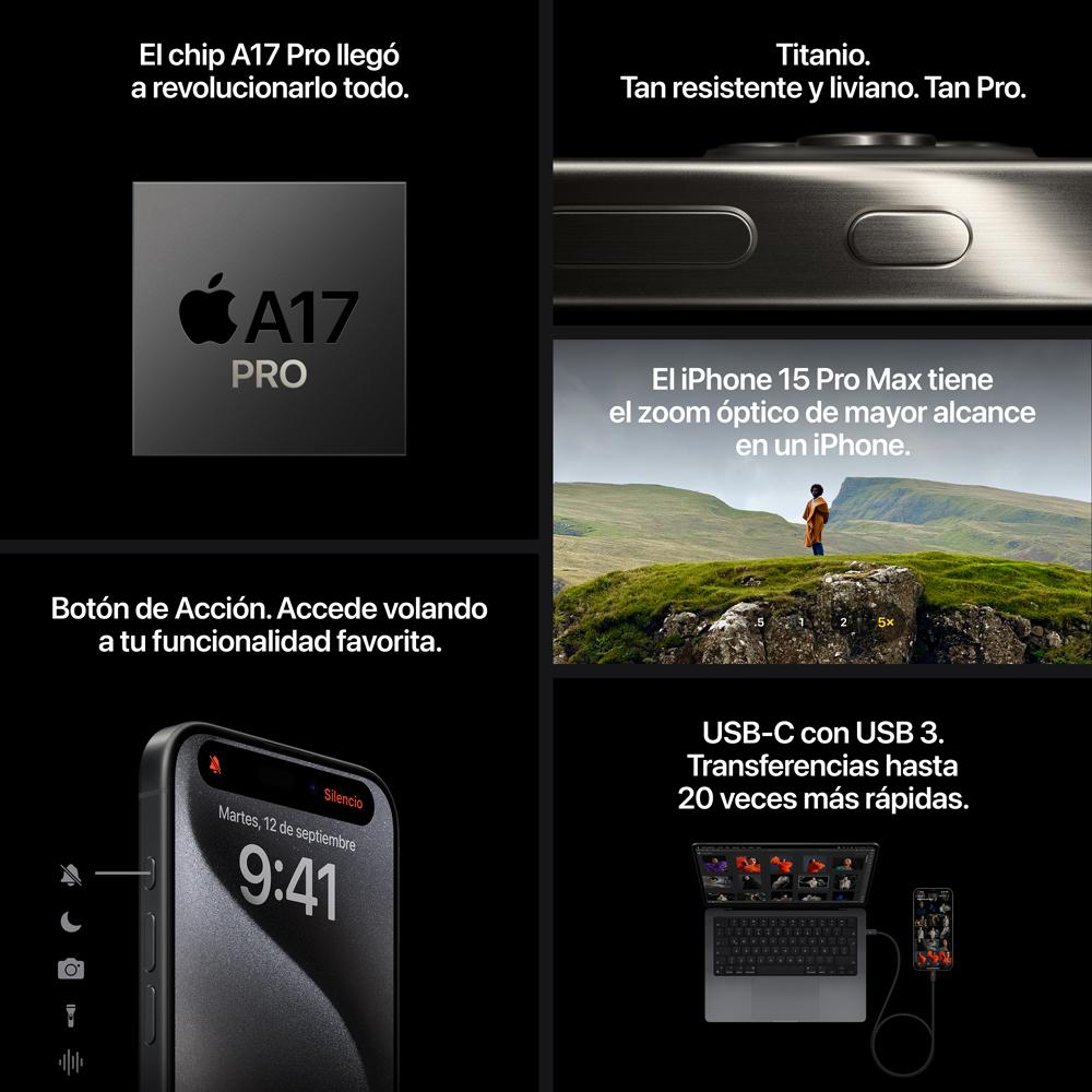 Caracteristicas del iPhone 15 Pro Max Titanio 512GB Mac Center
