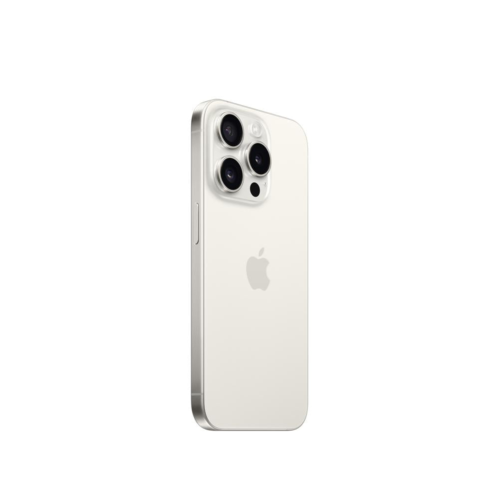 Laterales y parte trasera de iPhone 15 Pro Titanio Blanco 1TB en Mac Center