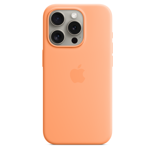 Funda de silicón con MagSafe para el iPhone 15 Pro - Color naranjada
