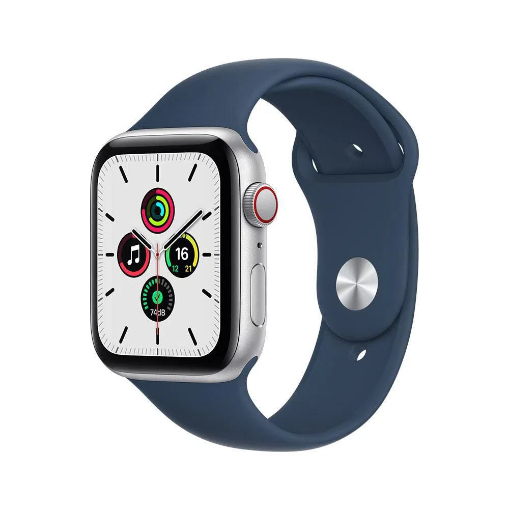 Apple Watch SE (GPS + Cellular) de 44 mm - Caja de aluminio en plata - Correa deportiva en color abismo