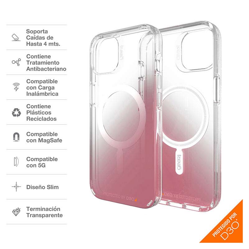 Case GEAR4 MILAN SNAP MAGSAFE Para iPhone 13 - Rosa/Transparente