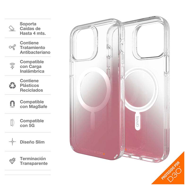 Case GEAR4 MILAN MAGSAFE Para iPhone 13 Pro Max - Claro/Rosa
