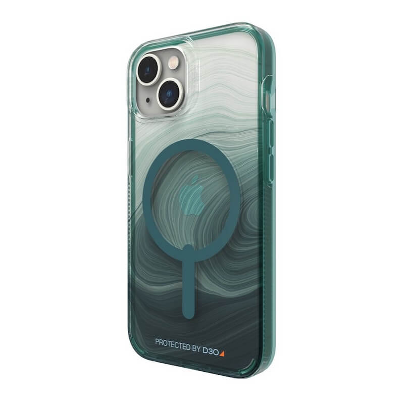 Case GEAR4 Milan Snap con MagSafe para iPhone 14 - Transparente/Verde