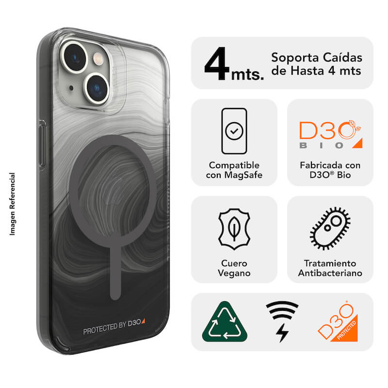 Case GEAR4 Milan Snap con MagSafe para iPhone 14 - Transparente/Verde
