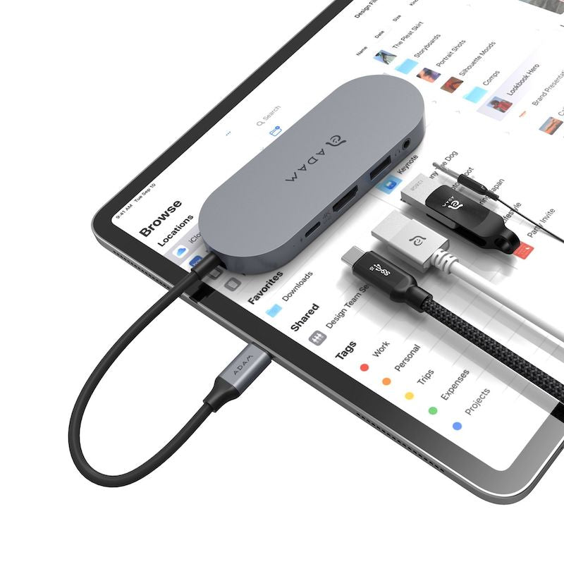 Multipuerto HUB ADAM ELEMENTS USB-C 4 en 1 SSD - Gris metalico