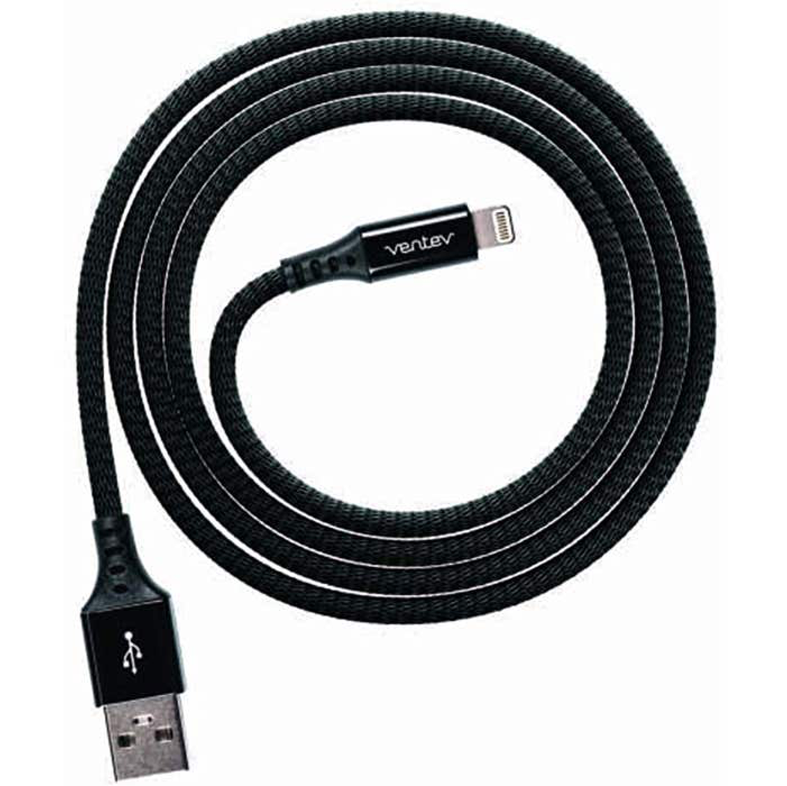 Cable de Aleacion Ventev de USB-A a Lightning de 4 pies - Negro Azabache