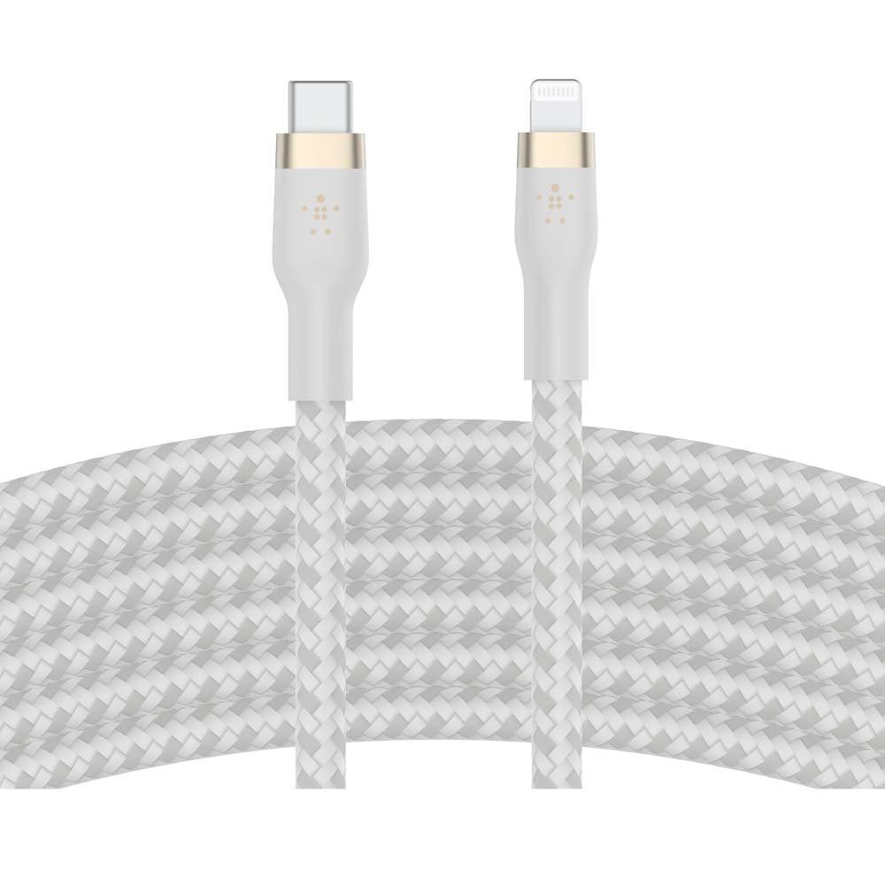 Cable Belkin USB-C a Lightning - 3M - Pro Flex - Blanco