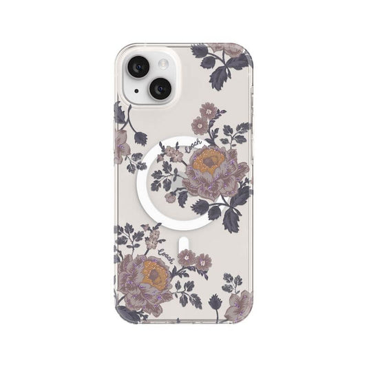 Case protectora Coach con MagSafe Para iPhone 14 Plus- Moody Floral/Púrpura