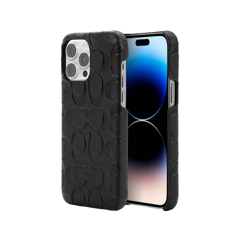 Case Coach Slim Envoltura De Cuero En Relieve Para iPhone 14 Pro Max- Negro