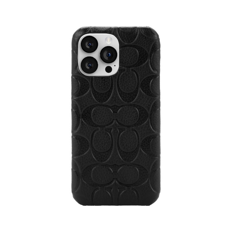 Case Coach Slim Envoltura De Cuero En Relieve Para iPhone 14 Pro Max- Negro