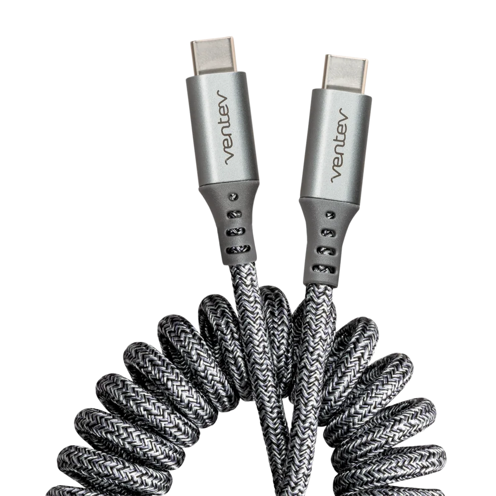 ventev - chargesync helix coiled usb c to usb type c cable 3ft -