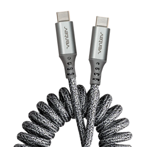 ventev - chargesync helix coiled usb c to usb type c cable 3ft -