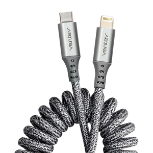 Cable Apple chargesync helix enrollado USB-C a Lightning de 3 pies