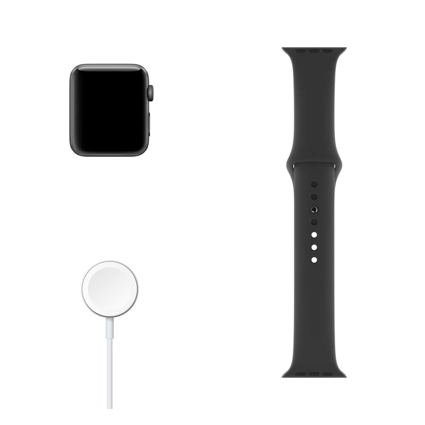 Apple Watch Series 3 (GPS) con caja de 42 mm de aluminio en gris espacial y correa deportiva negra