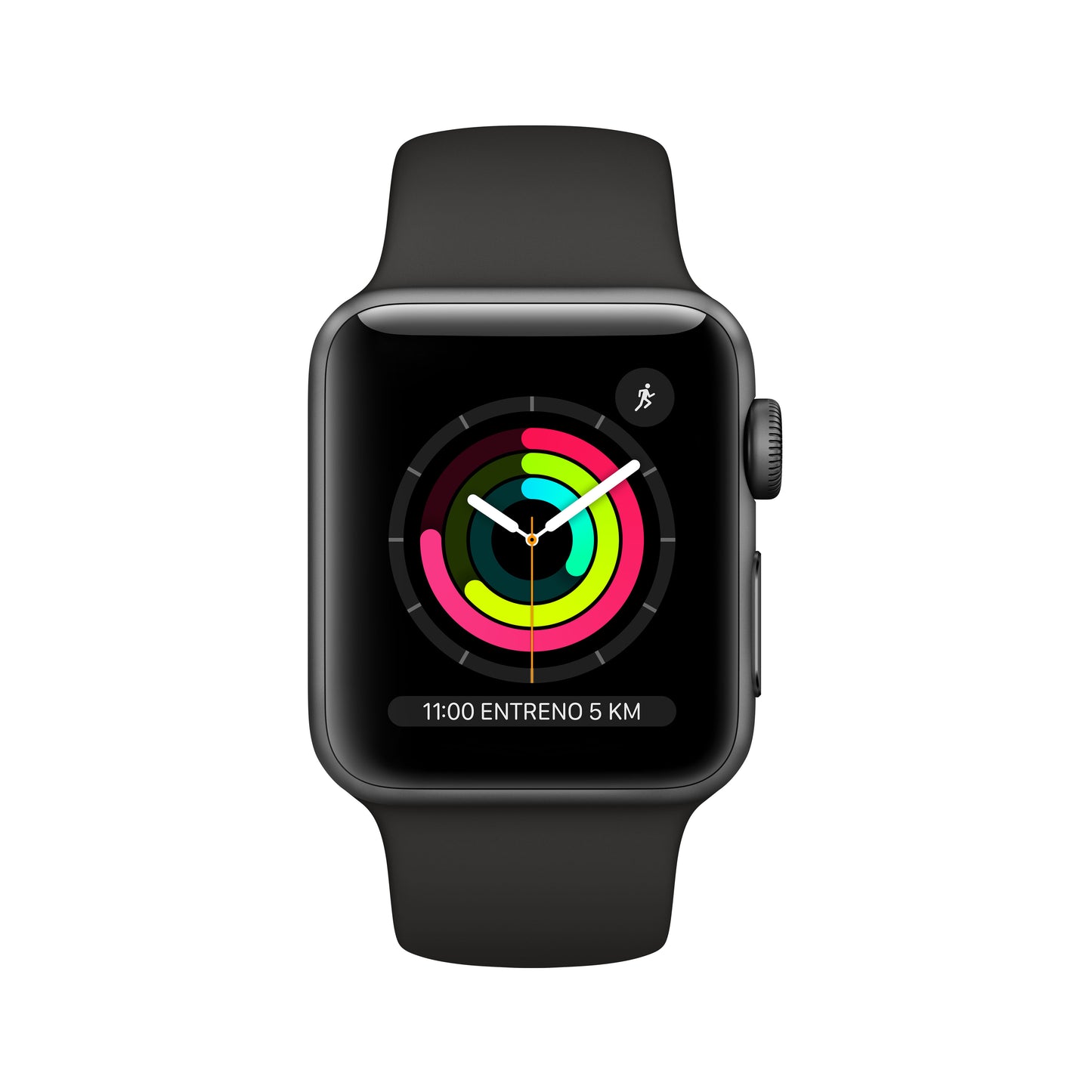 Apple Watch Series 3 (GPS) con caja de 38 mm de aluminio en gris espacial y correa deportiva negra